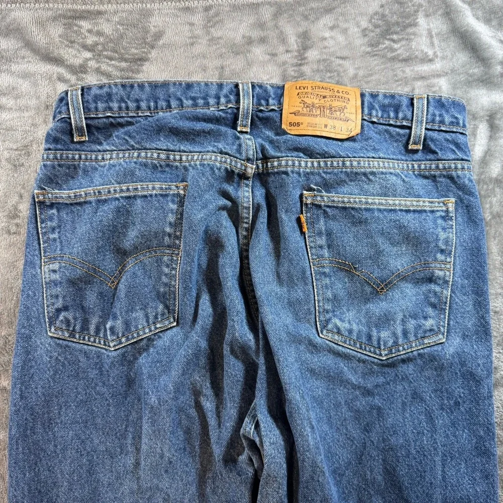Vintage Levi's 505 Jeans Men's 38x34 Fits 36x30 Orange‎ Tab Faded Whiskered 90s